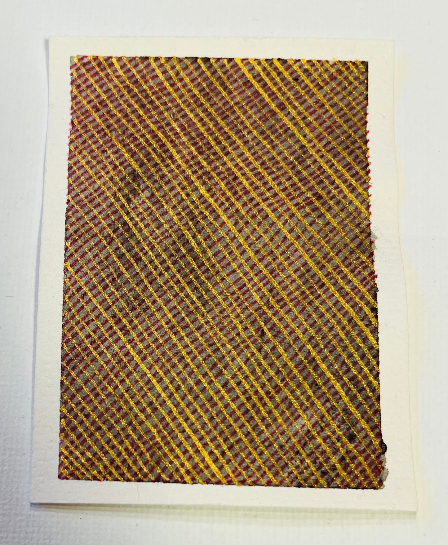 ACEO: Lines of Medidation in Red and Gold on Charcoal