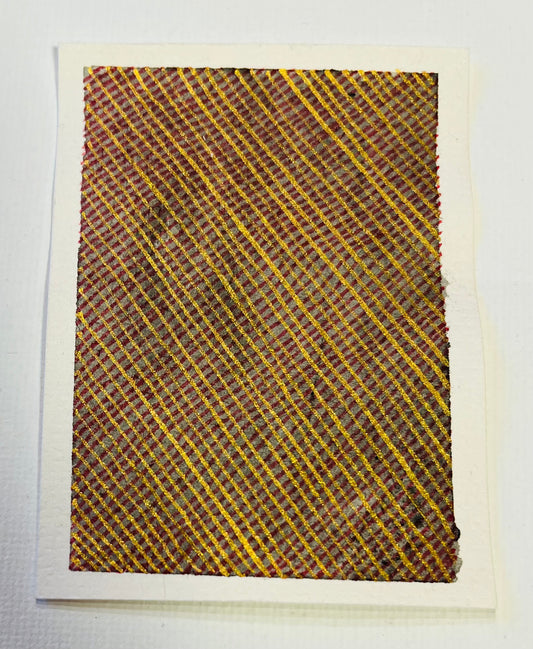 ACEO: Lines of Medidation in Red and Gold on Charcoal