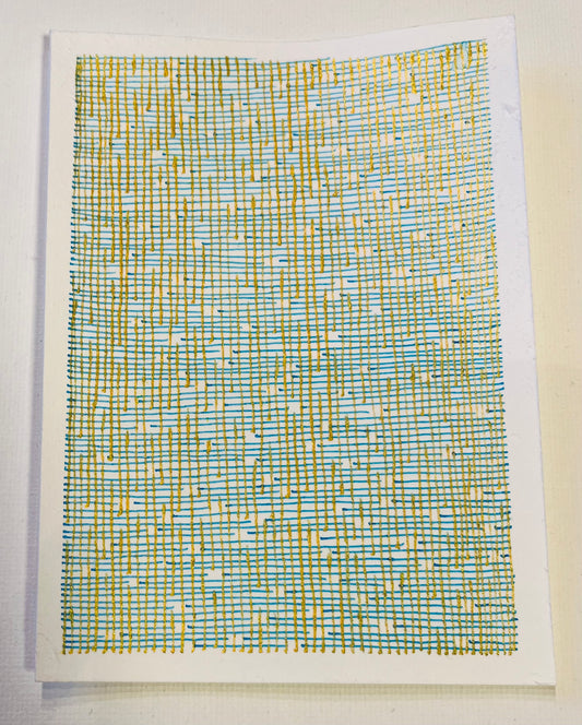 Meditative Lines in Blue and Gold